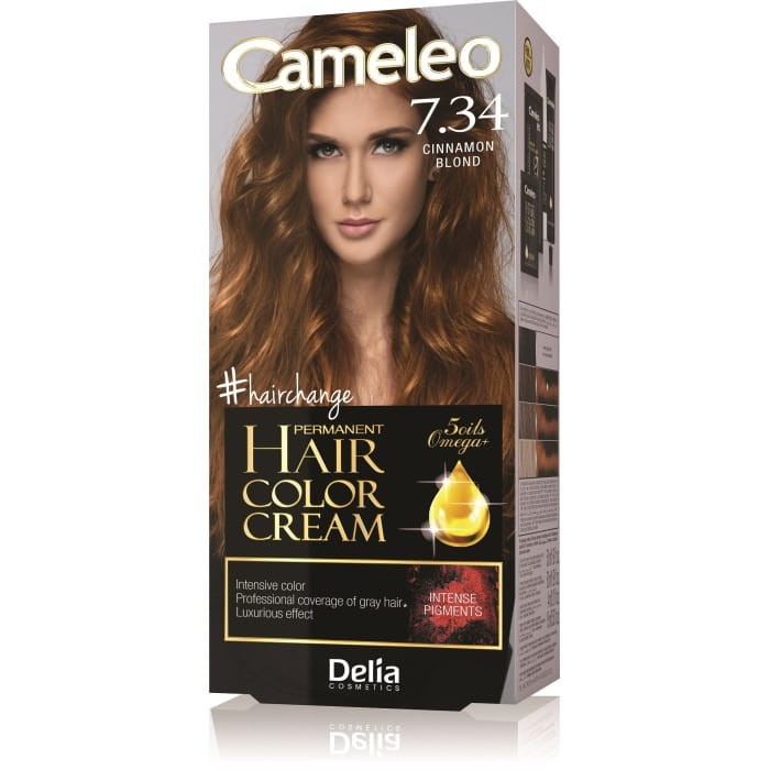 DELIA COSMETICS CAMELEO OMEGA Farba permanentna 7.34 Cinnamon Blond