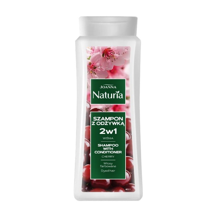 JOANNA Naturia Szampon z odżywką 2w1 do włosów farbowanych - Wiśnia 500 ml