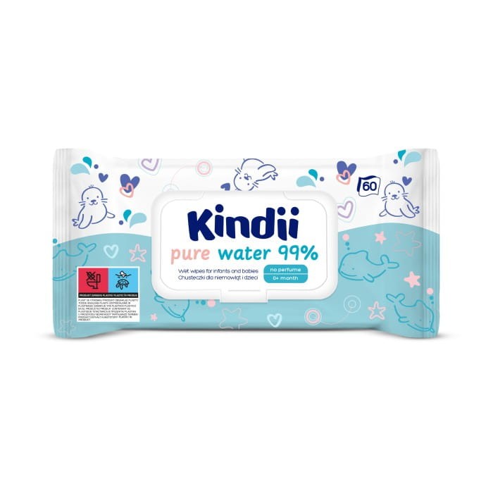 Kindi Pure Water 99% Chusteczki oczyszczające dla niemowląt i dzieci 1op.-60szt