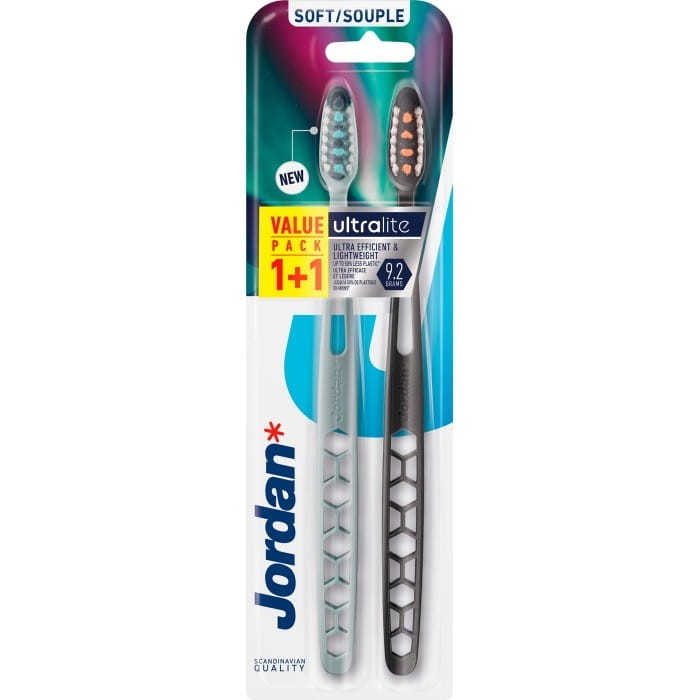 Jordan Ultralite Szczoteczka do zębów DUO - soft 1op.-2szt.(1+1) - mix kolorów
