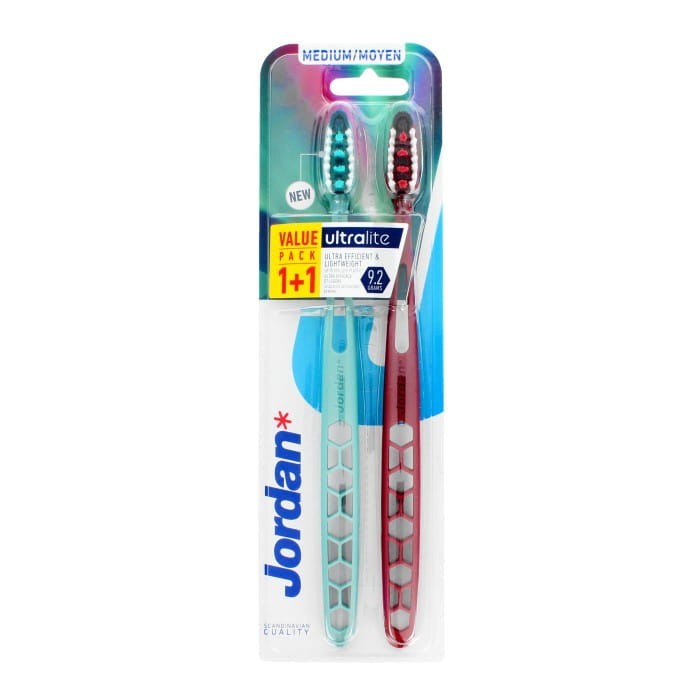 Jordan Ultralite Szczoteczka do zębów DUO - medium 1op.-2szt.(1+1) - mix kolorów