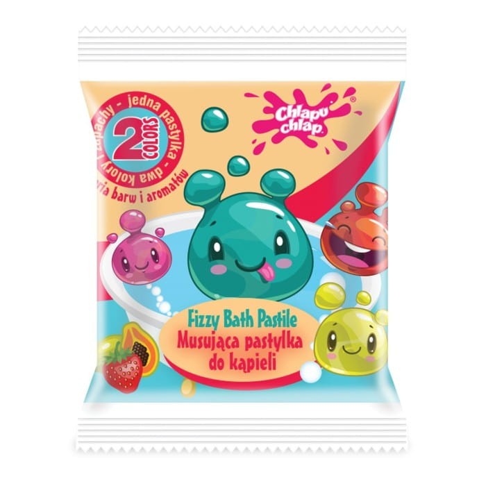 CHLAPU CHLAP Dwukolorowa Musująca Pastylka do kąpieli  - mango i truskawka 1szt