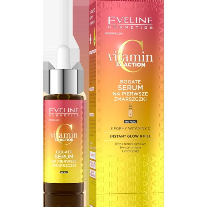 EVELINE Vitamin C 3x Action Bogate Serum na pierwsze zmarszczki na noc 30ml