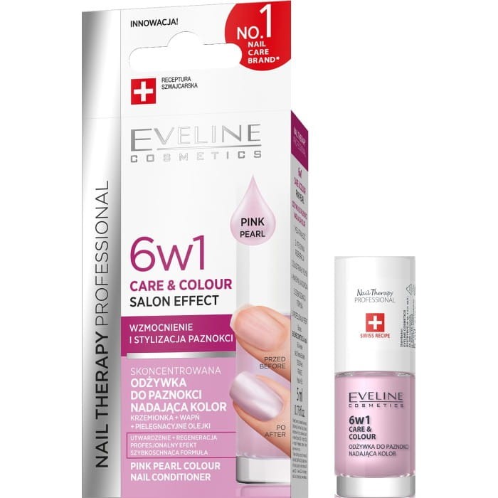 EVELINE  Nail Therapy Professional 6w1 Care &amp; Colour Odżywka do Paznokci Pink Pearl 5 ml