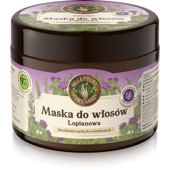RECEPTURY ZIELARKI Skarby Polne Maska łopianowa do włosów suchych i osłabionych 300ml