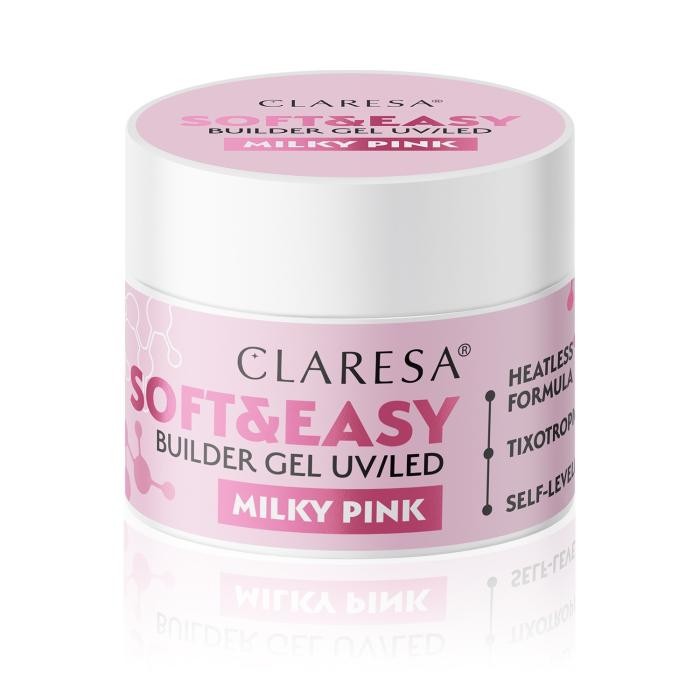 CLARESA Żel budujący do paznokci Soft&amp;Easy Builder - Milky Pink 45g