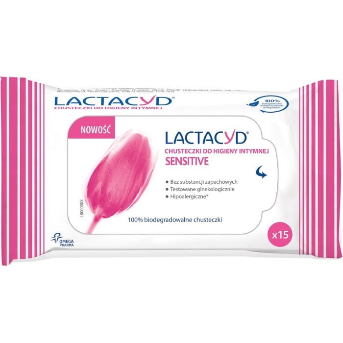 LACTACYD Sensitive Chusteczki do higieny intymnej 1 op. - 15 szt.