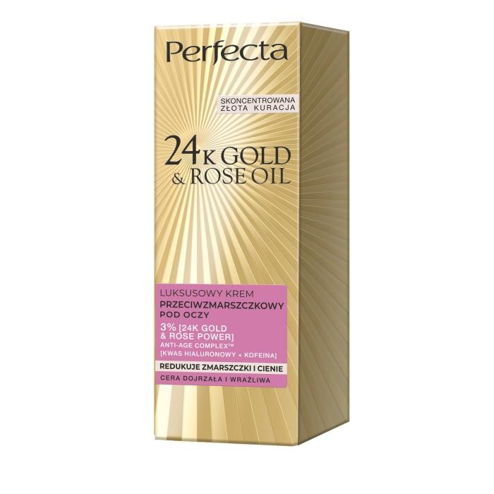 PERFECTA 24K Gold &amp; Rose Oil Luksusowy krem przeciwzmarszczkowy pod oczy 15 ml