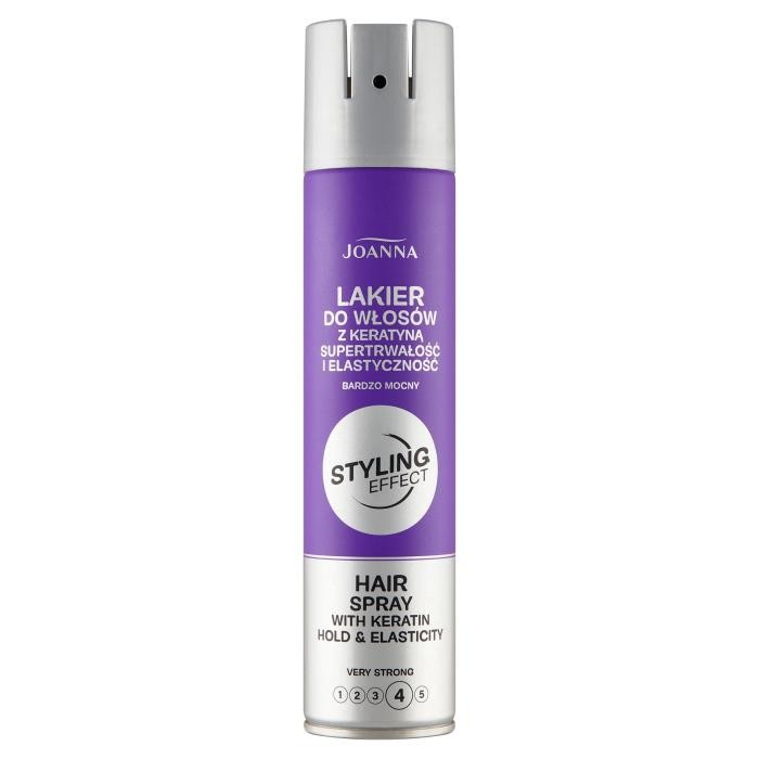 JOANNA Styling Effect Lakier do włosów z keratyną Supertrwałość i Elastyczność - bardzo mocny 250 ml