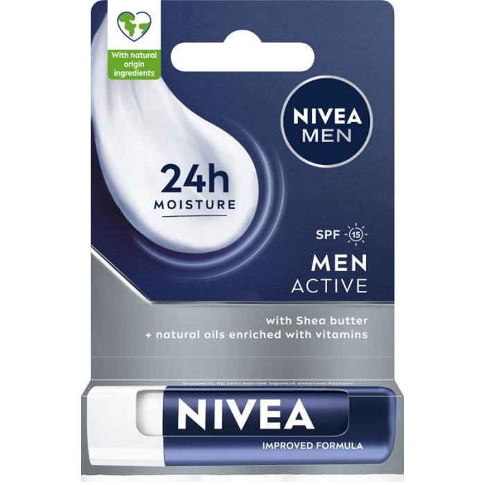 NIVEA MEN Active Pomadka do ust z masłem shea SPF 15 4.8 g