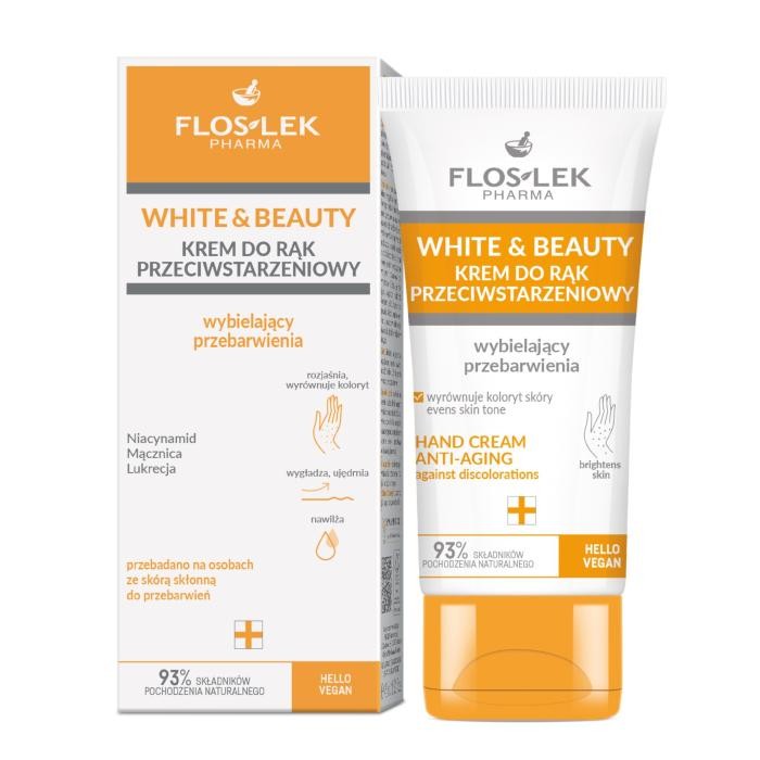 FLOSLEK PHARMA White &amp; Beauty Krem do rąk przeciwstarzeniowy - wybielający przebarwienia 45ml