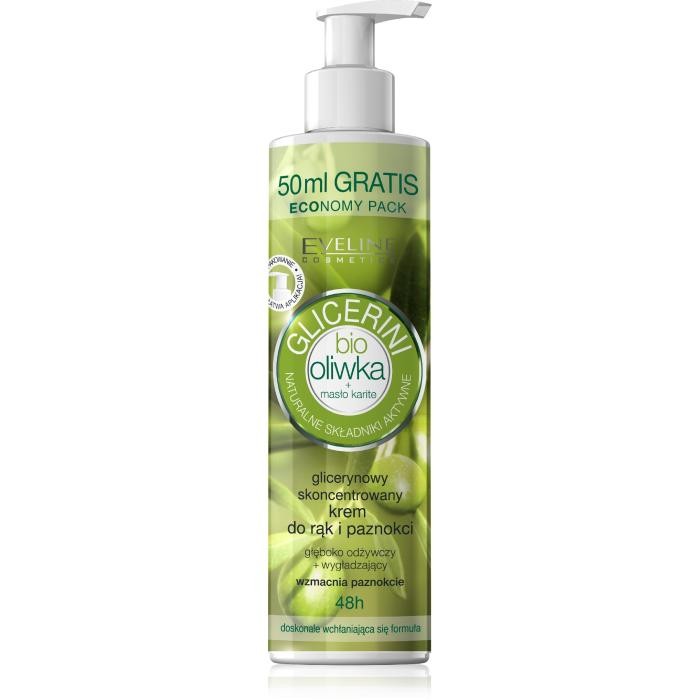 EVELINE Bio Oliwka Glicerynowy skoncentrowany krem do rąk i paznokci 245 ml