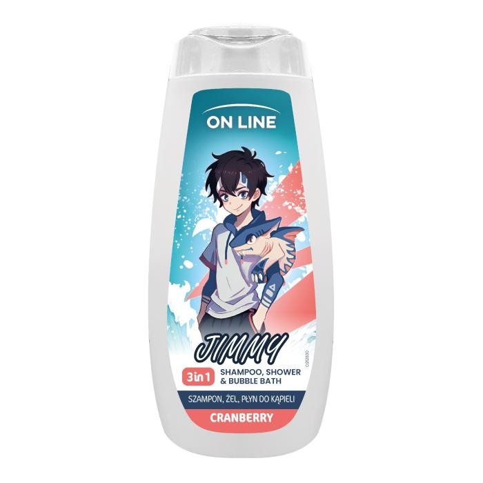 ON LINE KIDS Jimmy 3w1 Szampon, żel, płyn do kąpieli - Cranberry 400 ml