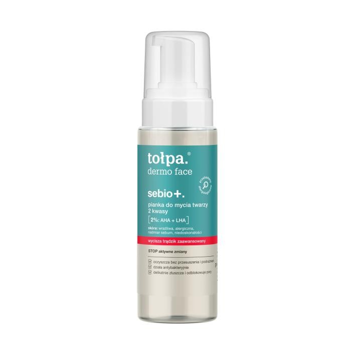 TOŁPA Dermo Face Sebio+ Pianka do mycia twarzy 2 Kwasy 2%: AHA+LHA  150 ml