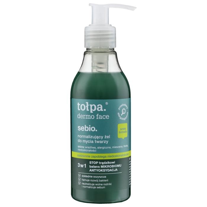 TOŁPA Dermo Face Sebio Normalizujący Żel do mycia twarzy 3w1  195 ml