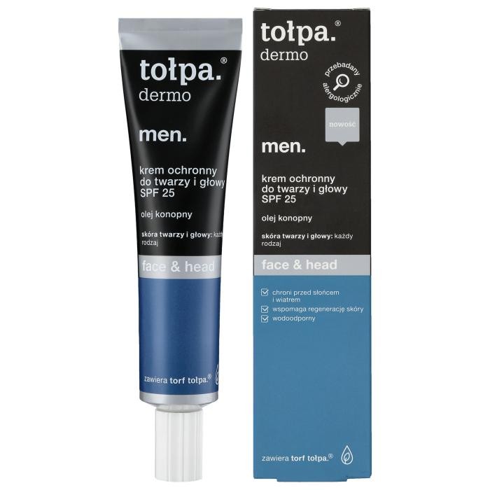 TOŁPA Dermo Men Krem ochronny do twarzy i głowy SPF 25 Face &amp; Head 40 ml