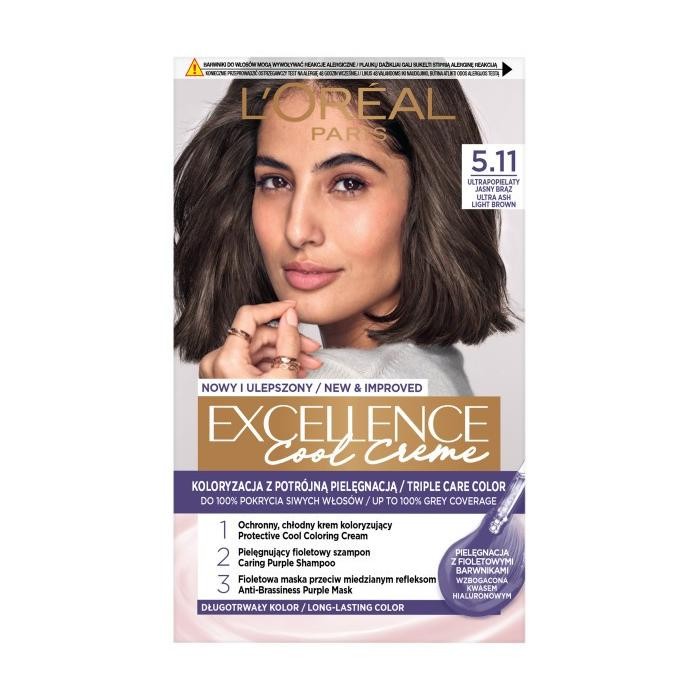 LOREAL Excellence Creme Farba do włosów  5.11 Ultrapopielaty jasny brąz