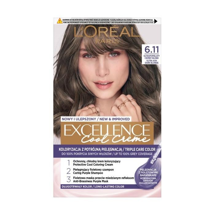 LOREAL Excellence Creme Farba do włosów  6.11 Ultrapopielaty ciemny blond