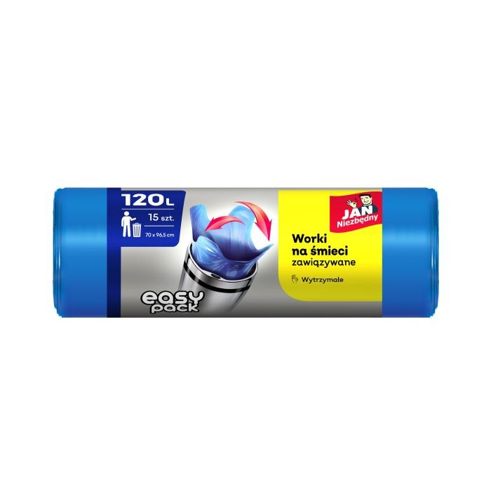 JAN NIEZBĘDNY Worki na śmieci HD Easy Pack - niebieskie 120L - 15szt
