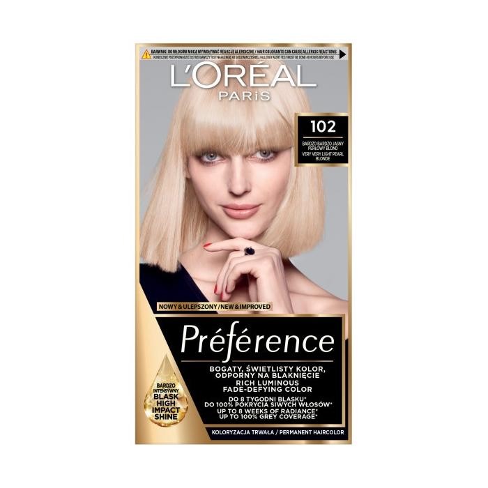 LOREAL Preference Farba do włosów nr 102 - Bardzo Bardzo Jasny Perłowy Blond  1op.
