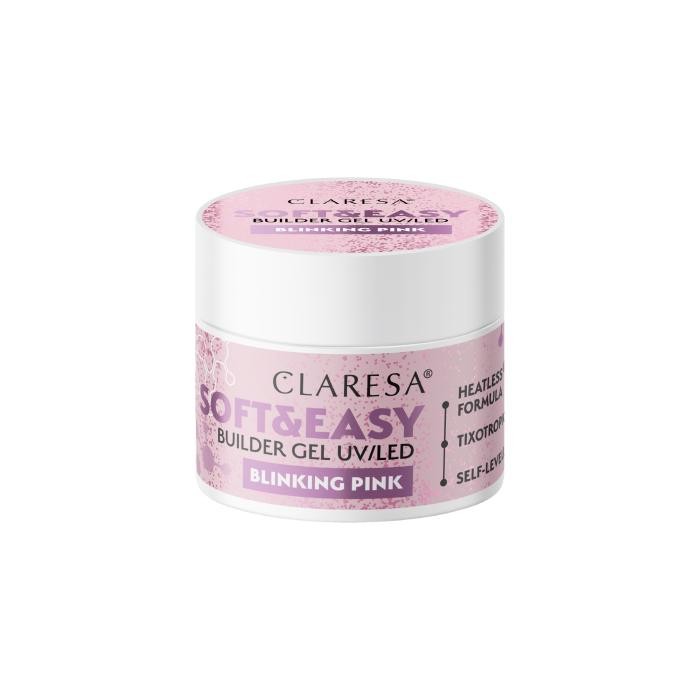 CLARESA Żel budujący do paznokci Soft&amp;Easy Builder Blinking Pink 12 g