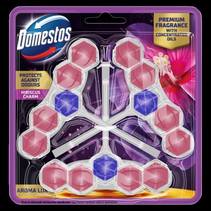 DOMESTOS Kostka toaletowa Aroma Lux Hibiscus Oil &amp; Wild Berries 2 x 55 g