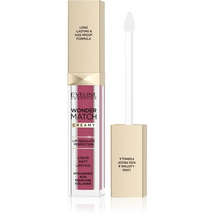 EVELINE Matowa Pomadka w płynie Wonder Match Creamy nr 10 - Berry Rose 6.8 ml