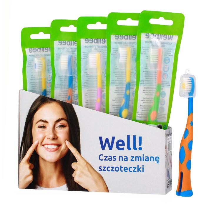 WELLBEE Display Szczoteczki dla dzieci powyżej 3 roku życia - mix 15 sztuk