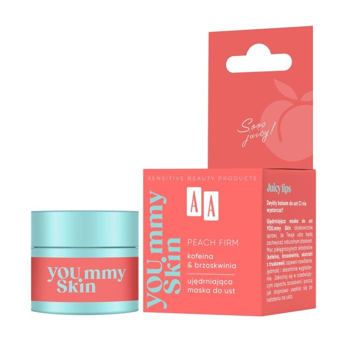 AA YOU.mmy Skin Peach Firm Ujędrniająca Maska do ust Kofeina &amp; Brzoskwinia 10 g