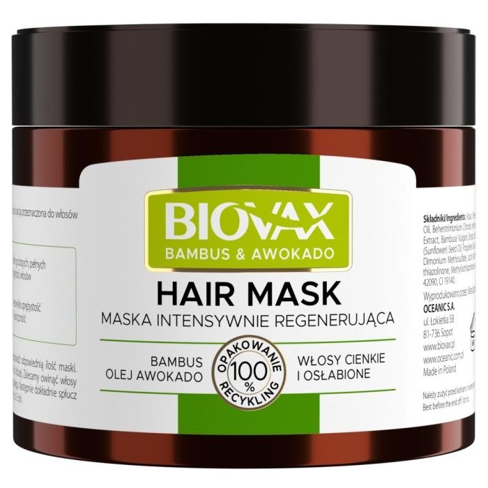 BIOVAX Bambus &amp; Awokado Maska intensywnie regenerująca do włosów cienkich i osłabionych 250 ml