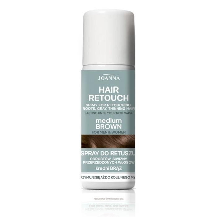 JOANNA Hair Retouch Spray do retuszu odrostów,siwizny i przerzedzonych włosów - Medium Brown 75 ml