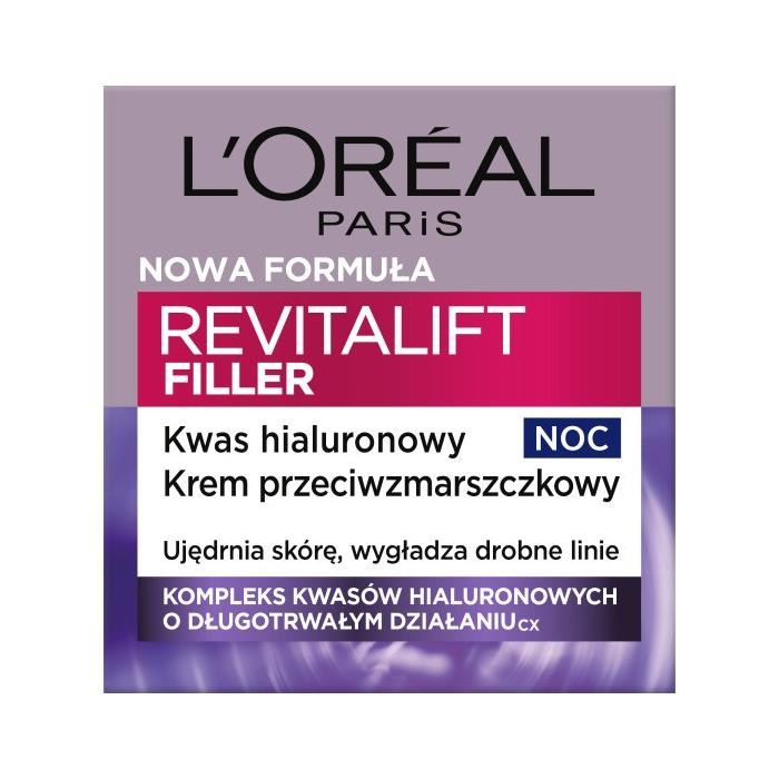 LOREAL Revitalift Filler 40+ Krem przeciwzmarszczkowy z Kwasem hialuronowym na noc 50 ml