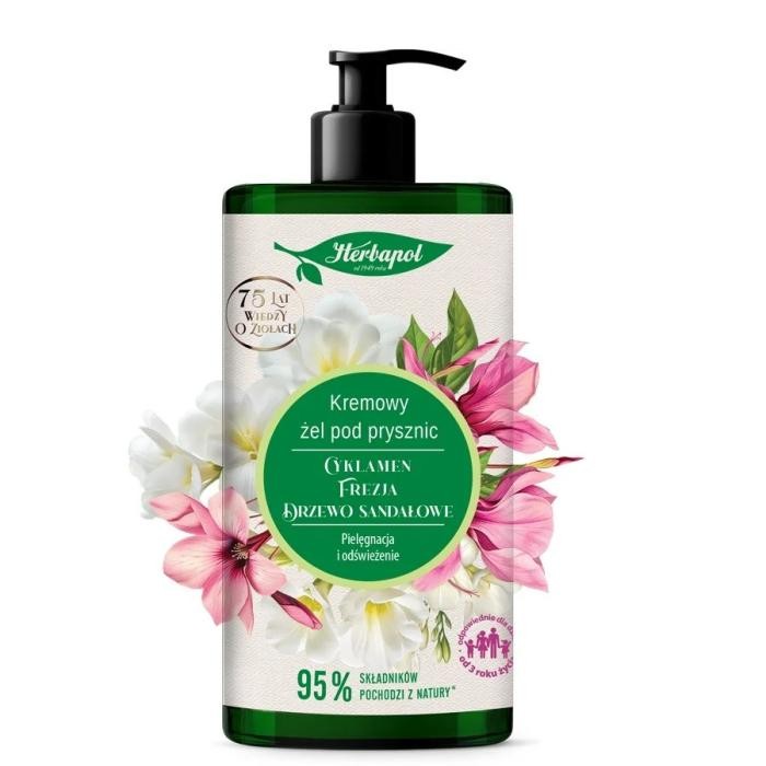 HERBAPOL Kremowy Żel pod prysznic - Cyklamen &amp; Frezja &amp; Drzewo Sandałowe 740 ml