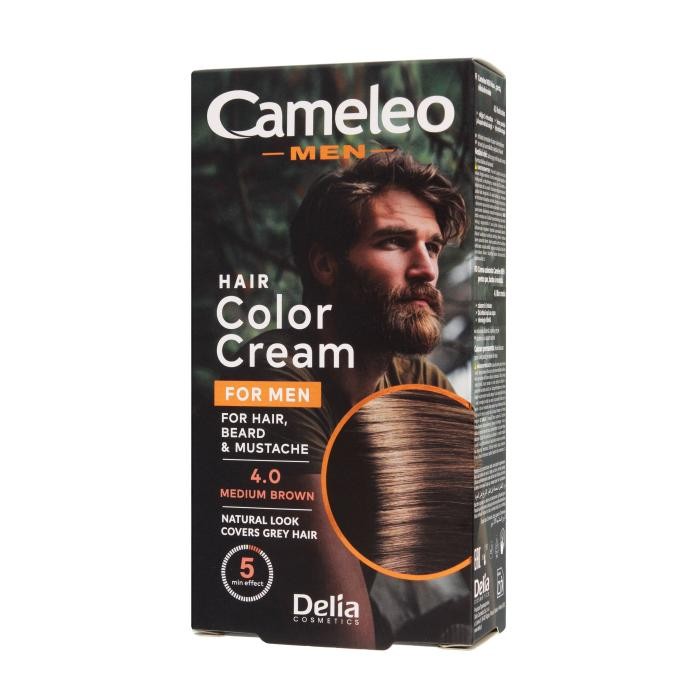 DELIA COSMETICS Cameleo Men Krem koloryzujący do włosów, brody i wąsów 4.0 Medium Brown