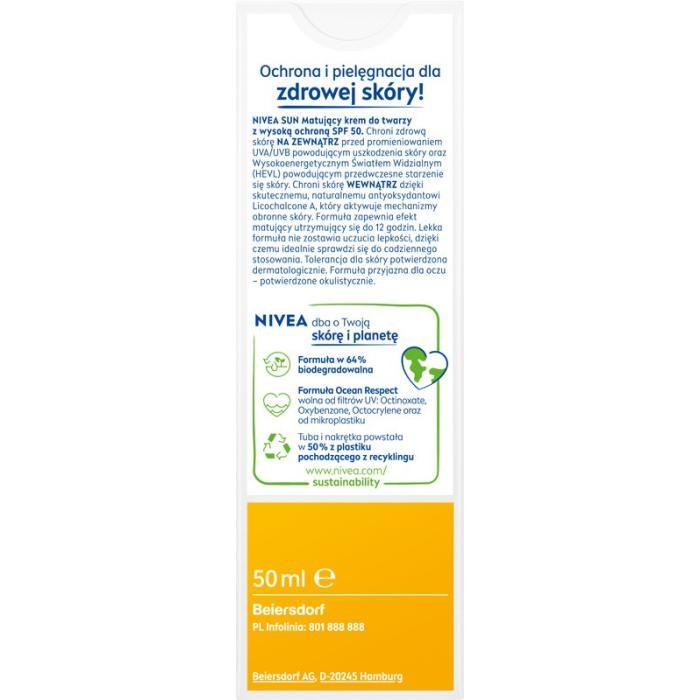 NIVEA SUN Shine Control Matujący krem koloryzujący do twarzy Light Tinted SPF50 50 ml