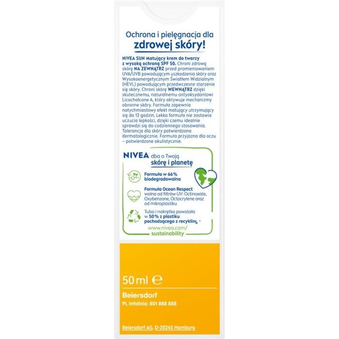 NIVEA SUN Shine Control Krem matujący do twarzy SPF50 50 ml