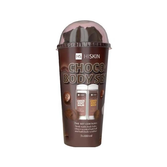 HISKIN Body Set Tuba Zestaw produktów do kąpieli - Choco (żel do mycia ciała 100ml+balsam do ciała 100ml+myjka+kula 15g)