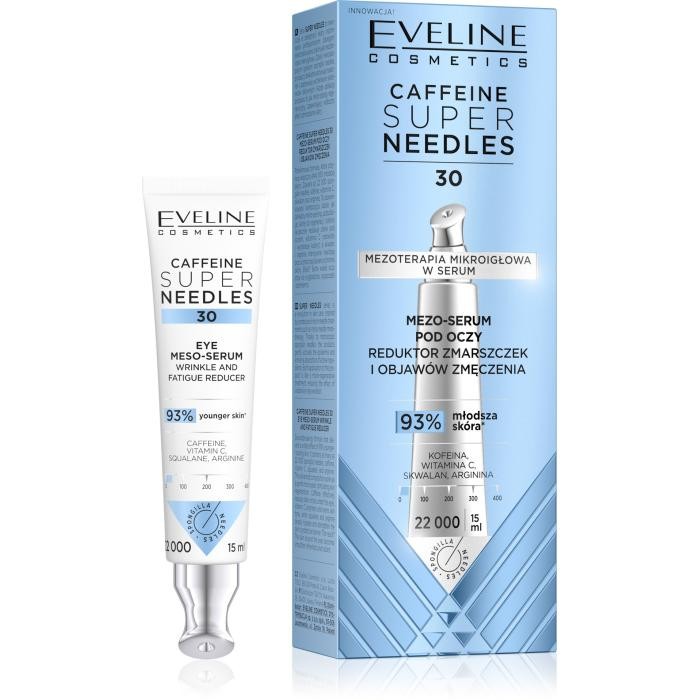 EVELINE Caffeine Super Needles 30 Mezo-serum pod oczy - reduktor zmarszczek i objawów zmęczenia 15 ml