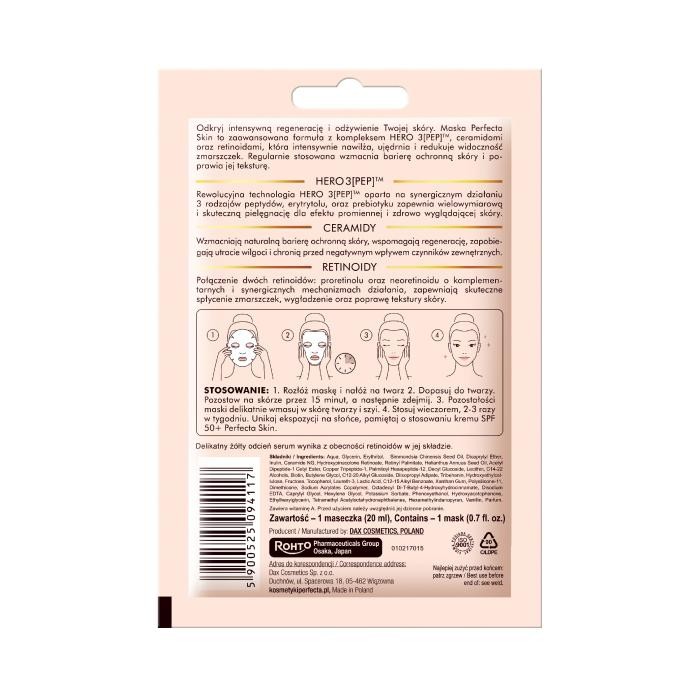 PERFECTA Skin  Małgorzata Kożuchowska Odmładzająca maska - serum na tkaninie przeciwzmarszczkowa 20 ml