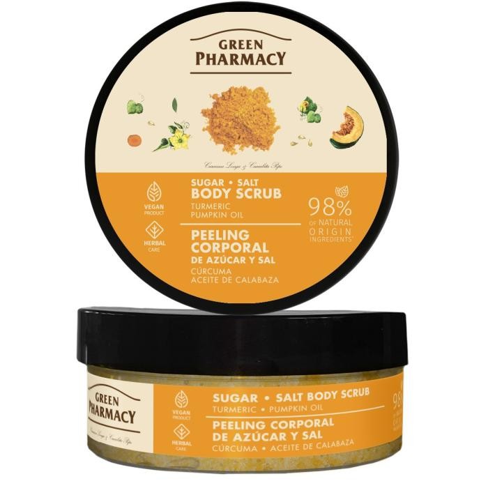 GREEN PHARMACY Peeling cukrowy do ciała Kurkuma + Olejek dyniowy 200 ml