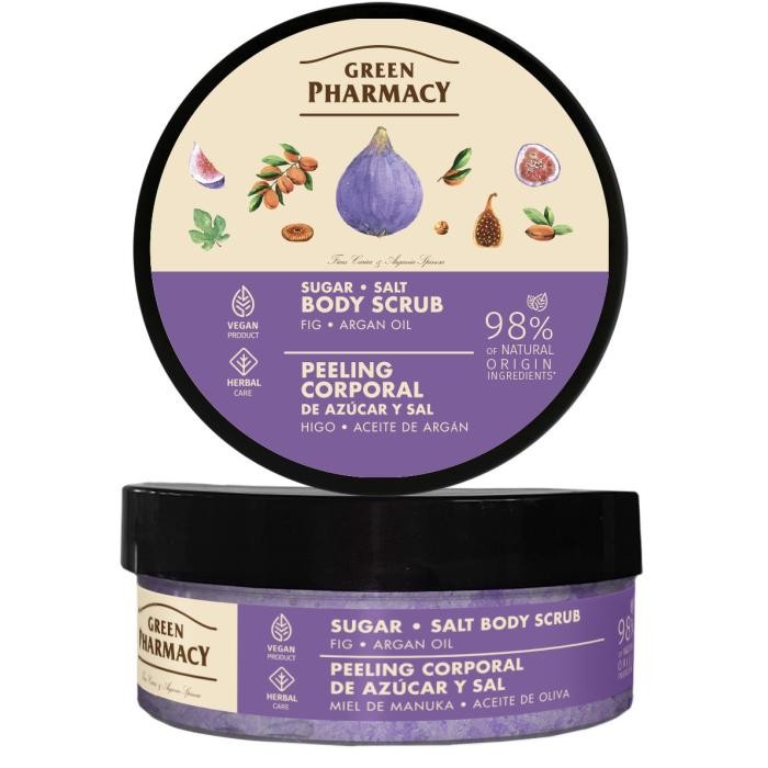 GREEN PHARMACY Peeling cukrowo-solny do ciała Figi i Olej arganowy 200 ml