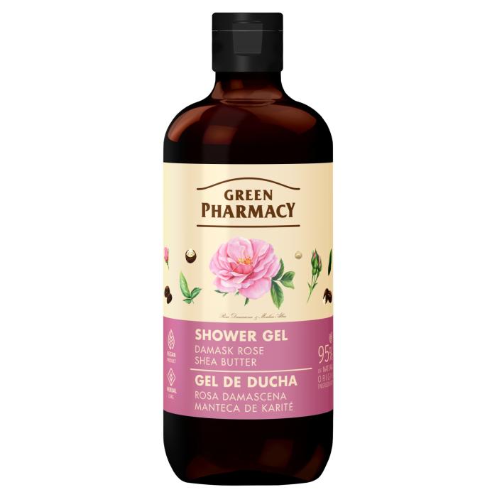 GREEN PHARMACY Żel pod prysznic - Róża Damasceńska + Masło Shea 500 ml