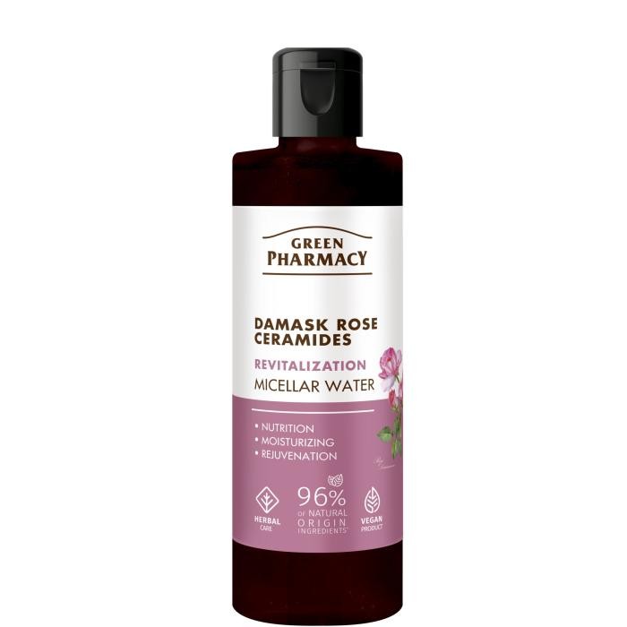 GREEN PHARMACY Róża Damasceńska + Ceramidy Rewitalizująca Woda micelarna do demakijażu twarzy 200 ml