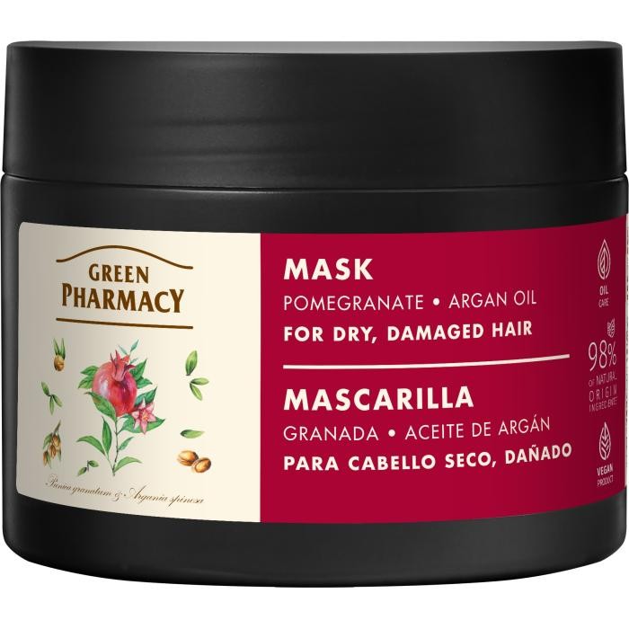 GREEN PHARMACY Maska do włosów suchych i zniszczonych Granat i Olej arganowy 300 ml