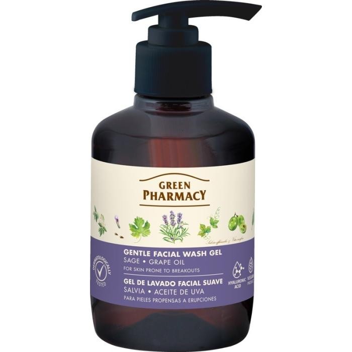 GREEN PHARMACY Delikatny żel do mycia twarzy dla skóry skłonnej do podrażnień Szałwia 270 ml
