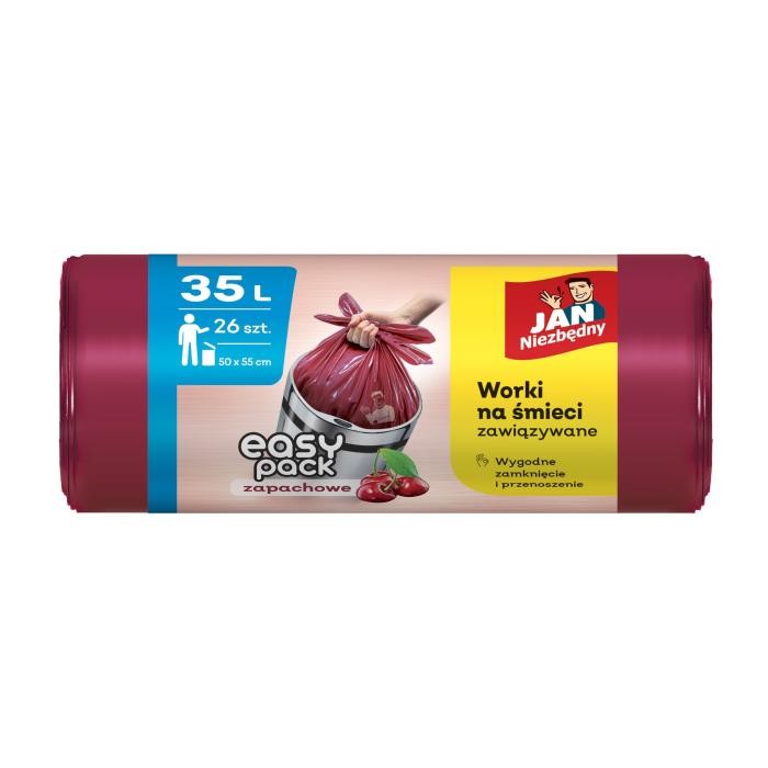 JAN NIEZBĘDNY Worki na śmieci HD Easy-Pack Wiśnia 35L - 26 sztuk