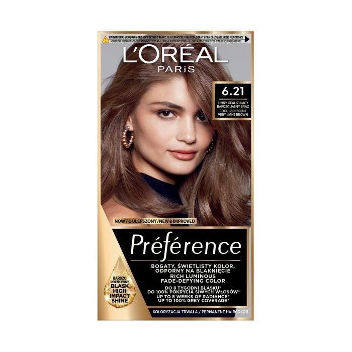 LOREAL Preference Farba do włosów 6.21 Zimny Opalizujący Bardzo Jasny Brąz 1 op.
