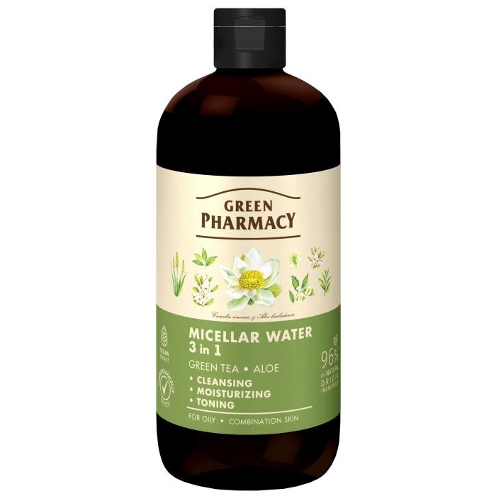 GREEN PHARMACY Woda micelarna 3w1 Zielona herbata i Aloes 500 ml