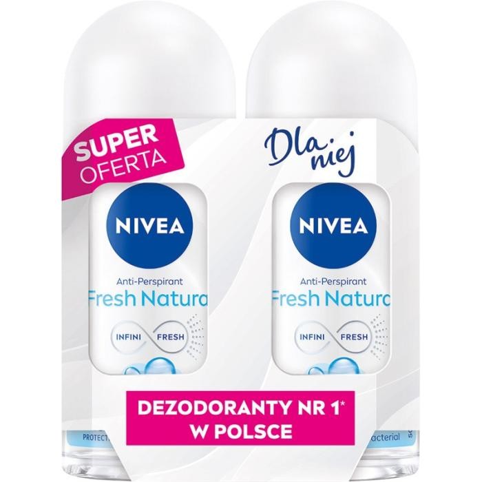 NIVEA Antyperspirant damski w kulce Fresh Natural DUO 2x50 ml