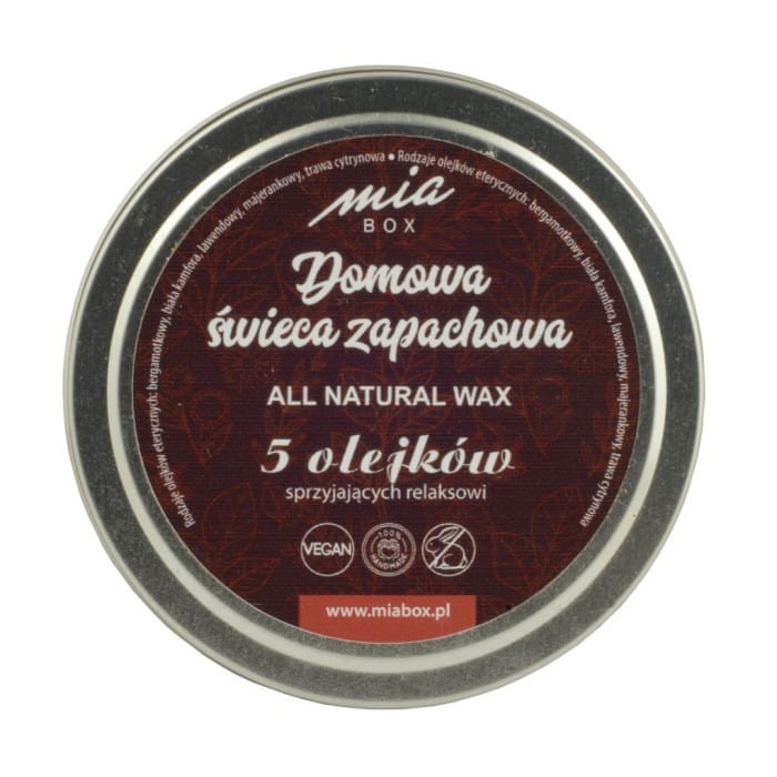 MIA BOX Domowa Świeca zapachowa 5 olejków - RELAKSACYJNA 160g